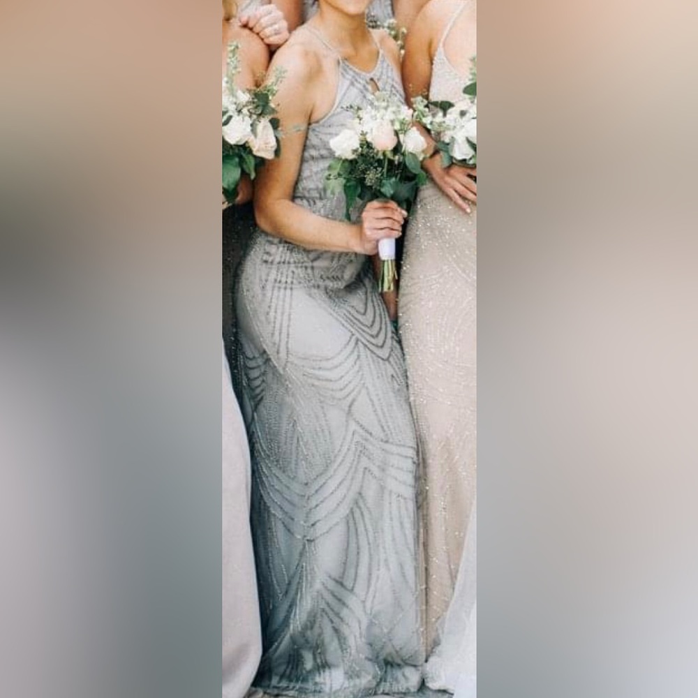 Kleinfeld bridesmaid / new years dress gray silver